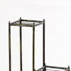 2 Tier Square Slatted Top Plant Stand, Set of 3, Black and Gold