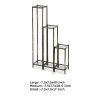 2 Tier Square Slatted Top Plant Stand, Set of 3, Black and Gold