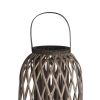 Lattice Design Bamboo Lantern with Glass Candle Holder, Large, Brown