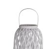 Lattice Design Bamboo Lantern with Glass Candle Holder, Large, White