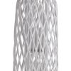 Lattice Design Bamboo Lantern with Glass Candle Holder, Large, White
