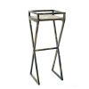 35.5 Stone Top Plant Stand with X Legs, Black and Gray