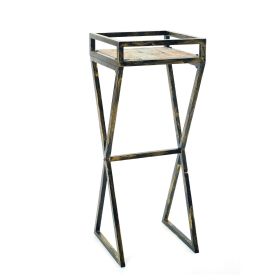 35.5 Stone Top Plant Stand with X Legs, Black and Gray