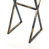 35.5 Stone Top Plant Stand with X Legs, Black and Gray