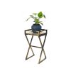 27 Stone Top Plant Stand with X Legs, Black and Gray