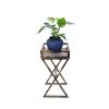 27 Stone Top Plant Stand with X Legs, Black and Gray
