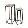 Stone Top Plant Stand with Tubular Legs, Set of 2, Black and Gray