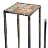 Stone Top Plant Stand with Tubular Legs, Set of 2, Black and Gray