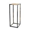 31.5 Inches Stone Top Plant Stand with Tubular Legs, Black and Gray