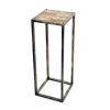 31.5 Inches Stone Top Plant Stand with Tubular Legs, Black and Gray