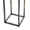31.5 Inches Stone Top Plant Stand with Tubular Legs, Black and Gray