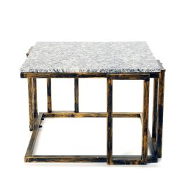 Granite Top Plant Stand with Tubular Base, Black and Gray