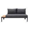 Outdoor Sofa with Slatted Snack Tray and Removable Cushions, Black