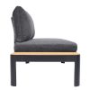 Outdoor Sofa with Slatted Snack Tray and Removable Cushions, Black