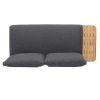 Outdoor Sofa with Slatted Snack Tray and Removable Cushions, Black