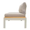 Outdoor Sofa with Slatted Snack Tray and Removable Cushions, Light Gray