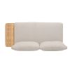 Outdoor Sofa with Slatted Snack Tray and Removable Cushions, Light Gray
