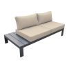 4 Piece Metal and Fabric Outdoor Sectional, Gray and Beige