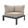 4 Piece Metal and Fabric Outdoor Sectional, Gray and Beige