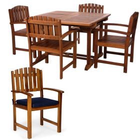 5pc.Ext. Dining Set w/ Blue Cushions