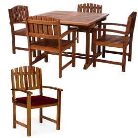 5pc. Ext. Dining Set w/ Red Cushions