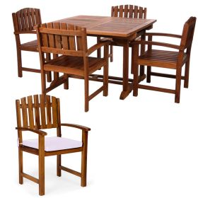 5pc. Ext. Dining Set w/ White Cushions