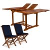 9pc. Ext. Folding Set w/ Blue Cushions