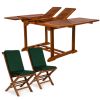 9pc. Ext. Folding Set w/ Green Cushions
