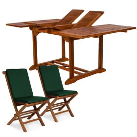 9pc. Ext. Folding Set w/ Green Cushions