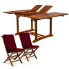 9pc. Ext. Folding Set w/ Red Cushions