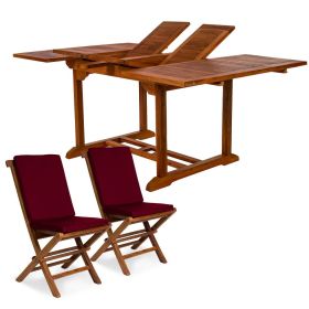 9pc. Ext. Folding Set w/ Red Cushions