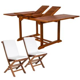 9pc. Ext. Folding Set w/ White Cushions