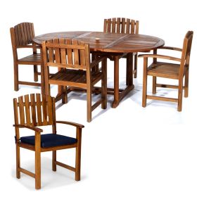 5pc. Oval Dining Chair Set w/ Blue Cushions