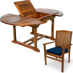 5pc. Oval Stacking Chair Set w/ Blue Cushions