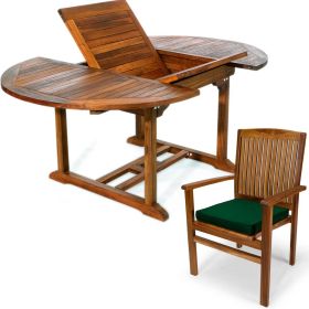 5pc. Oval Stacking Chair Set w/ Green Cushions
