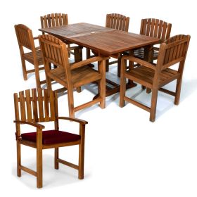 7pc. Rectangle Dining Chair Set w/ Red Cushions