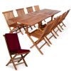 9pc. Rectangle Folding Chair Set w/ Red Cushions