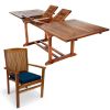 7pc. Rectangle Stacking Chair Set w/ Blue Cushions