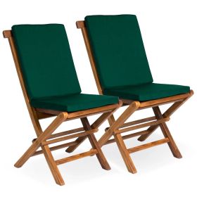 2 Folding Chairs w/ Green Cushion