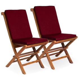 2 Folding Chairs w/ Red Cushion
