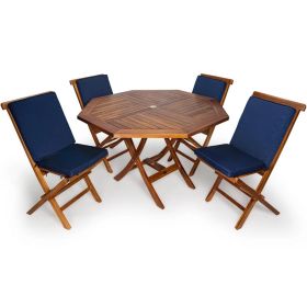 5pc. Octagon Table Set w/ Blue Cushions
