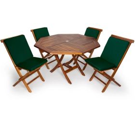 5pc. Octagon Table Set w/ Green Cushions