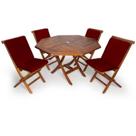 5pc. Octagon Table Set w/ Red Cushions