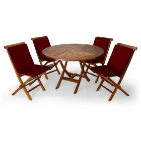 5pc. Round Table Set w/ Red Cushions