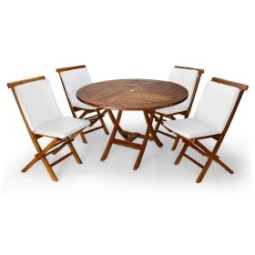 5pc. Round Table Set w/ White Cushions
