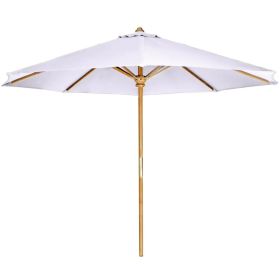 10-ft Teak Market Umbrella with Royal White Canopy