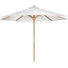 10-ft Teak Market Umbrella with White Canopy