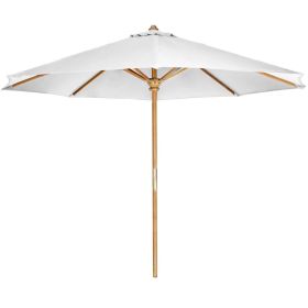 10-ft Teak Market Umbrella with White Canopy