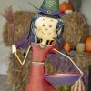 38.25" Tall Standing Iron Witch Girl with Broom and Tray