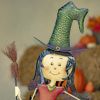 38.25" Tall Standing Iron Witch Girl with Broom and Tray